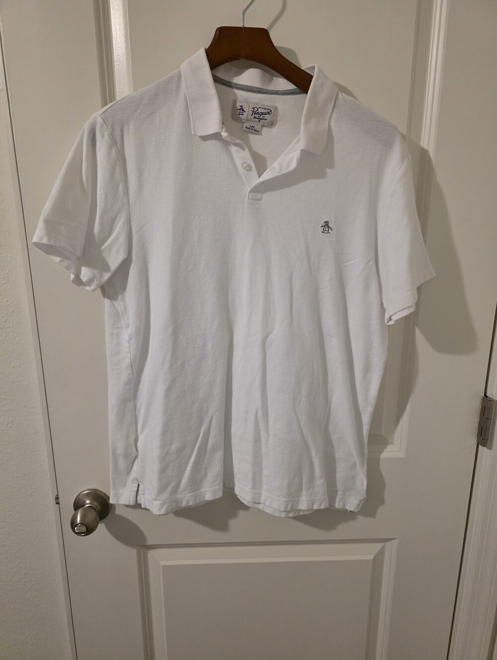 Original Penguin White Short-Sleeve Polo with Embroidered Logo